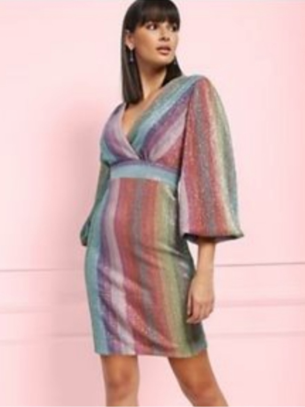 Perfect Pride Dress: EVA MENDES for NY&C Rainbow Sequin Striped Mini Dress
